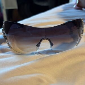 Bulgari Black and Gray Rimless Sunglasses